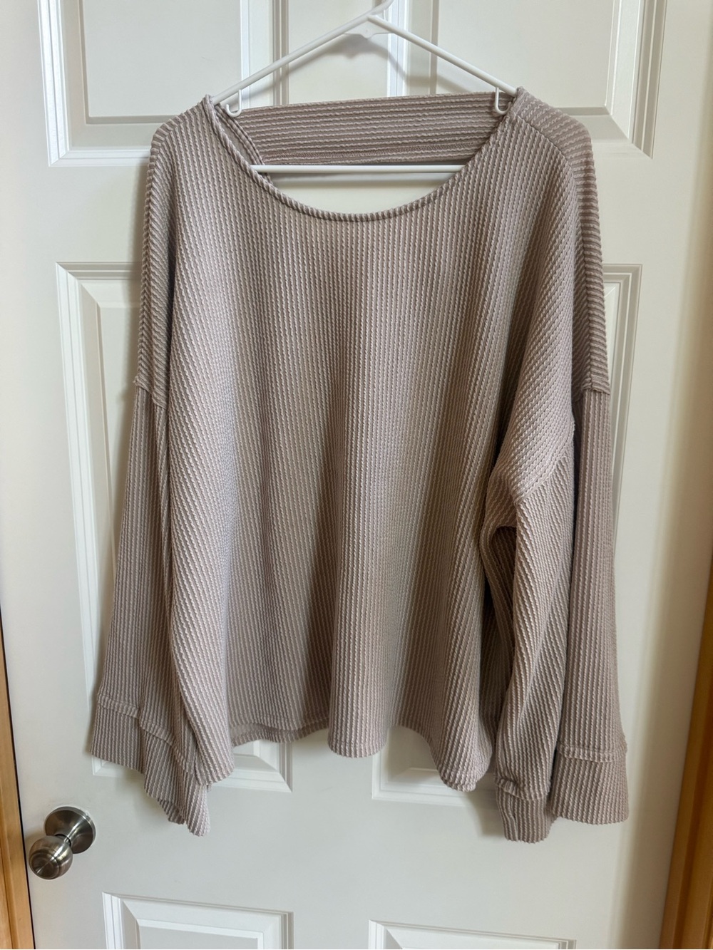 Three bird nest Waffle-Knit Crewneck Sweater in Taupe size XL